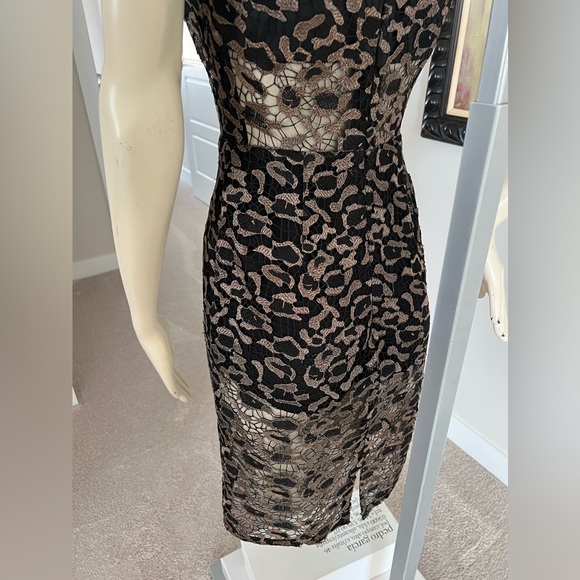 BCBG MAXAZRIA Riley Metallic Leopard Dress BLACK - GOLD Metallic - Picture 10 of 10